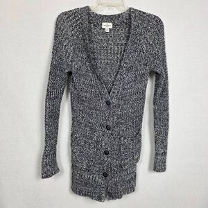 American Eagle S Black White Marled Button Cardigan